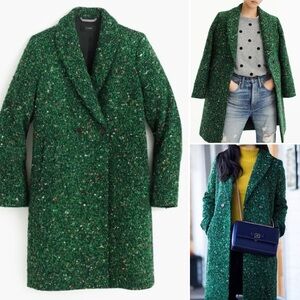 J.Crew Daphne Topcoat in Italian Tweed Green Speckle Women's Size 8 H2076 Wool